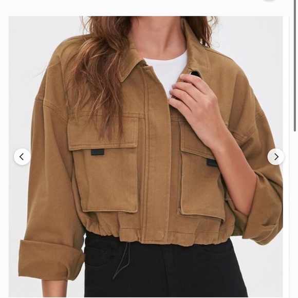 Forever 21 Jackets & Blazers - Forever 21 Plus Cropped Jacket in Tan Canvas